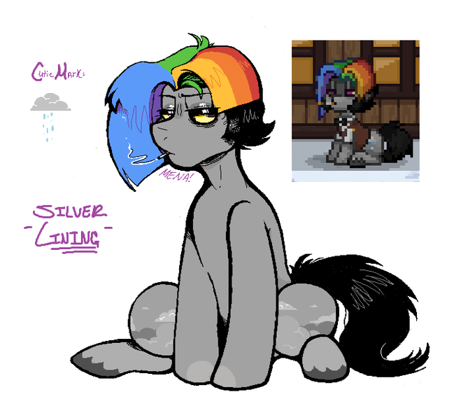Size: 700x637 | Tagged: safe, artist:dsstoner, derpibooru import, oc, unofficial characters only, earth pony, pony, ashes town, cigarette, cutie mark, image, male, multicolored hair, png, rainbow hair, smoking, stallion