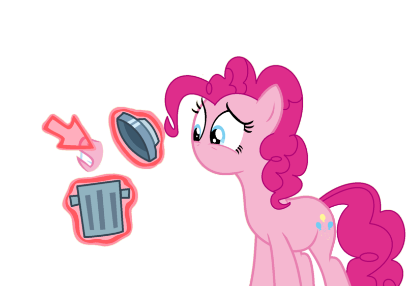 Size: 1278x899 | Tagged: safe, artist:brightstar40k, derpibooru import, pinkie pie, earth pony, magic duel, female, g4, image, mouthless, png, simple background, solo, transparent background, trash can