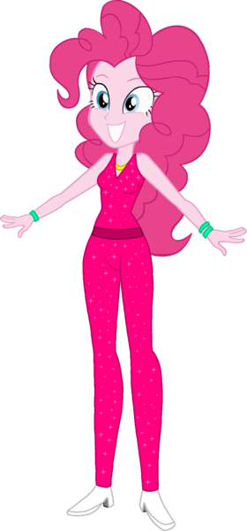 Size: 754x1613 | Tagged: safe, artist:invisibleink, artist:tylerajohnson352, derpibooru import, pinkie pie, equestria girls, backless, belt, clothes, g4, high heels, image, jewelry, necklace, pants, png, shoes, short shirt, simple background, solo, tanktop, transparent background, waistband, wristband