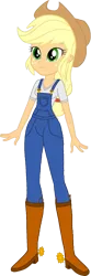 Size: 529x1595 | Tagged: safe, artist:invisibleink, artist:tylerajohnson352, derpibooru import, applejack, equestria girls, boots, clothes, cowboy boots, cowboy hat, cowgirl, denim, farmer, g4, hat, image, overalls, png, shirt, shoes, simple background, transparent background