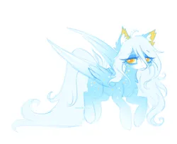 Size: 2048x1671 | Tagged: safe, alternate version, artist:madisockz, derpibooru import, oc, oc:daydream, unofficial characters only, pegasus, pony, :3, ahoge, big eyes, blaze (coat marking), blue coat, blue mane, blue tail, body freckles, chest fluff, coat markings, colored ear fluff, colored eyebrows, colored pinnae, colored sketch, colored wings, colored wingtips, ear fluff, eye clipping through hair, eyebrows, eyebrows visible through hair, facial markings, female, flying, freckles, gradient legs, gradient wings, high res, image, impossibly long tail, lidded eyes, long mane, long tail, mare, mealy mouth (coat marking), partially open wings, pegasus oc, png, signature, simple background, sketch, smiling, socks (coat marking), solo, tail, tired eyes, two toned wings, white background, wingding eyes, wings, yellow eyes