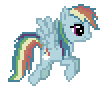 Size: 100x90 | Tagged: safe, artist:jaye, artist:monkeyjay, derpibooru import, mean rainbow dash, pony, the mean 6, animated, clone, desktop ponies, flying, g4, gif, image, pixel art, simple background, solo, sprite, transparent background