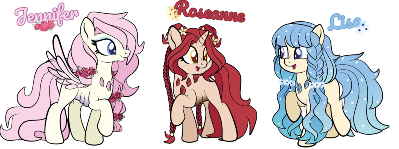 Size: 1920x721 | Tagged: safe, artist:alexdti, derpibooru import, oc, oc:jennifer, oc:lisa, oc:roseanne, unofficial characters only, changepony, hybrid, female, image, png, simple background, transparent background