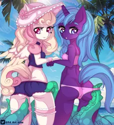 Size: 2172x2380 | Tagged: suggestive, artist:fd, derpibooru import, oc, oc:amethyst shadow, unofficial characters only, pegasus, pony, unicorn, blushing, butt, commission, horn, image, jpeg, plot, solo