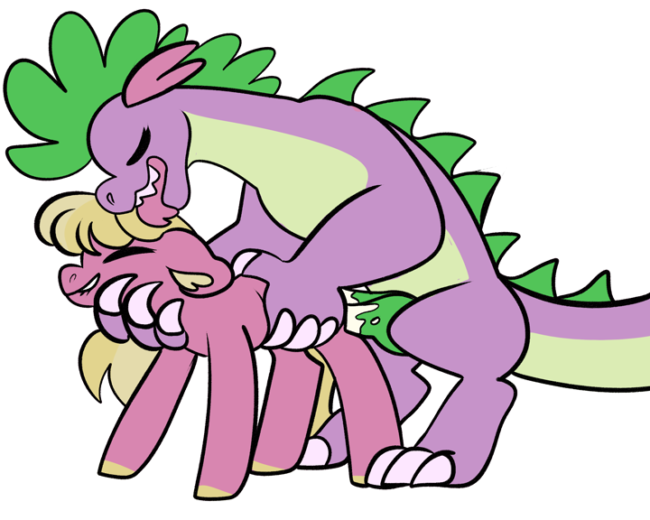 Size: 720x576 | Tagged: explicit, artist:loryska, derpibooru import, lily, lily valley, spike, dragon, pony, adult, adult spike, anatomically correct, bent over, claws, female, grabbing, image, licking, lip bite, male, nudity, older, older spike, penetration, png, sex, ship:lilyspike, shipping, simple background, straight, tongue out, vaginal, vulva