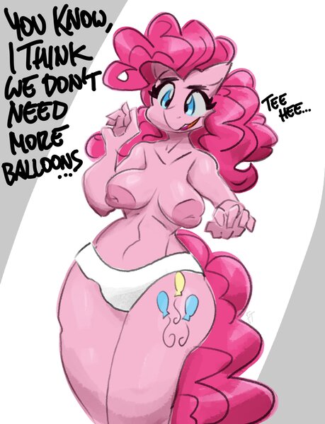 Size: 3000x3919 | Tagged: questionable, artist:flutterthrash, derpibooru import, pinkie pie, anthro, breasts, busty pinkie pie, clothes, female, image, jpeg, nipples, nudity, panties, solo, solo female, underwear