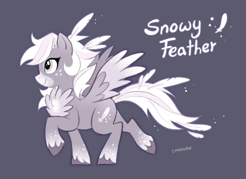 Size: 2048x1495 | Tagged: safe, artist:amavaria, derpibooru import, oc, oc:snowy feather, unofficial characters only, pegasus, pony, blue eyes, chest fluff, coat markings, colored hooves, colored muzzle, colored wings, colored wingtips, eyelashes, facial markings, feather, feathers in hair, feathers in tail, fluffy, freckles, gray background, gray coat, image, long mane, long tail, mealy mouth (coat marking), pegasus oc, png, profile, raised hoof, raised leg, signature, simple background, smiling, socks (coat marking), solo, sparkles, spread wings, tail, text, two toned eyes, two toned mane, two toned tail, two toned wings, unshorn fetlocks, walking, white mane, white tail, wingding eyes, wings, yellow eyes