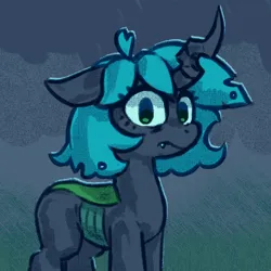 Size: 1000x1000 | Tagged: safe, artist:impamy, oc, oc:anonfilly, oc:changeling filly anon, unofficial characters only, changeling, changeling queen, pony, /mlp/, 4chan, female, filly, floppy ears, image, looking at you, png, solo, species swap