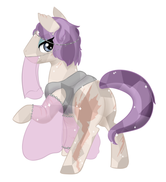 Size: 1550x1700 | Tagged: safe, artist:squeezymouse, derpibooru import, oc, oc:silk veil, unofficial characters only, crystal pony, earth pony, pony, armor, blank flank, clothes, derpibooru exclusive, earth pony oc, eyeshadow, image, makeup, male, png, scar, silk, simple background, solo, solo male, stallion, transparent background, veil
