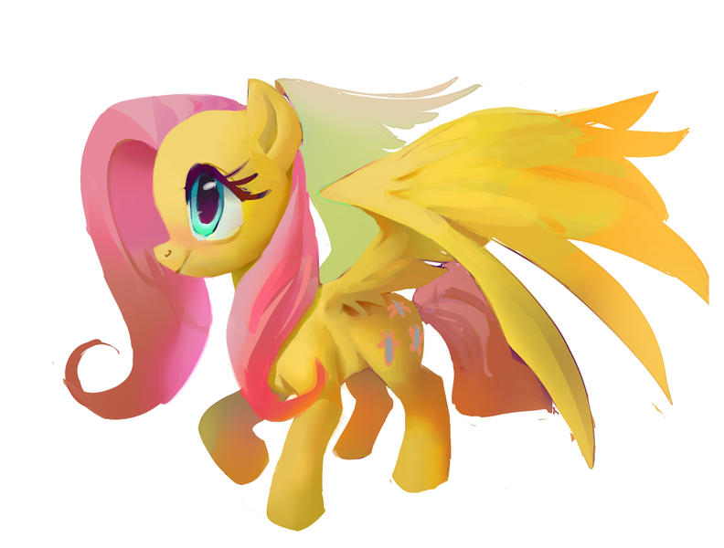 Size: 1252x948 | Tagged: safe, artist:vondsketch, derpibooru import, fluttershy, pegasus, pony, blushing, female, full body, g4, image, large wings, mare, png, raised hoof, simple background, solo, spread wings, standing, white background, wings