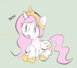 Size: 1086x956 | Tagged: safe, derpibooru import, princess celestia, alicorn, pony, aggie.io, female, filly, filly celestia, foal, folded wings, image, jewelry, jpeg, lying down, pink-mane celestia, regalia, simple background, solo, wings, younger