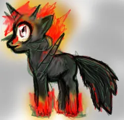 Size: 1036x1002 | Tagged: safe, artist:fluor1te, derpibooru import, oc, unofficial characters only, pony, unicorn, 2012, do not steal, horn, horns, image, jpeg, parody, red and black oc, solo, tail, wip