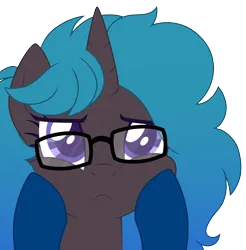 Size: 5376x5471 | Tagged: safe, artist:calibykitty, derpibooru import, oc, oc:midnight specter, oc:nightlight canvas, pony, unicorn, base used, frown, glasses, horn, image, png, simple background, squishy cheeks