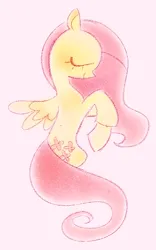 Size: 940x1506 | Tagged: safe, artist:shgrcube, artist:shugrcube, derpibooru import, fluttershy, pegasus, pony, eyes closed, female, g4, image, mare, pink background, png, side view, simple background, slim, smiling, solo, spread wings, tail, thin, wings
