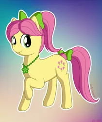 Size: 2480x2953 | Tagged: safe, artist:lurfy, derpibooru import, posey (g5), earth pony, pony, g5, 2024, bow, female, hair bow, image, jewelry, mare, necklace, png, raised hoof, smiling, solo, tail, tail bow