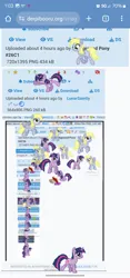 Size: 1080x2316 | Tagged: safe, derpibooru import, derpy hooves, twilight sparkle, april fools 2024, image, jpeg, multeity, recursion, sparkle sparkle sparkle, unstoppable force of derp