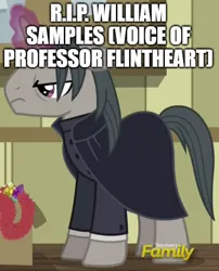 Size: 500x620 | Tagged: safe, derpibooru import, edit, edited screencap, editor:lord you know who, screencap, professor flintheart, a hearth's warming tail, image, in memoriam, png, rest in peace, reupload, voice actor, william samples