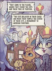 Size: 744x1013 | Tagged: safe, artist:andypriceart, derpibooru import, idw, tree of harmony, unnamed character, abyssinian, cat, spoiler:comic, spoiler:comic100, abyssinia, element of generosity, element of honesty, element of kindness, element of laughter, element of loyalty, element of magic, elements of harmony, g4, image, kitten, png, temple, unnamed abyssinian