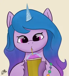 Size: 2200x2400 | Tagged: safe, artist:cobaltskies002, derpibooru import, izzy moonbow, unicorn, g5, drink, drinking, horn, image, png, solo