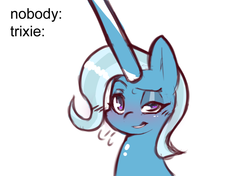 Size: 1052x744 | Tagged: safe, artist:chiefywiffy, derpibooru import, trixie, unicorn, female, g4, horn, image, impossibly large horn, large horn, png, simple background, solo, white background