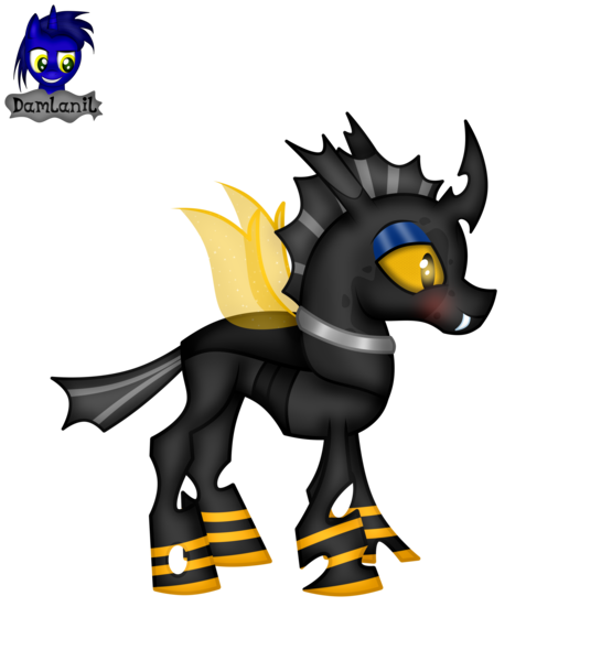 Size: 3840x4154 | Tagged: safe, artist:damlanil, derpibooru import, queen chrysalis, oc, oc:cubitus, unofficial characters only, changeling, blushing, burn, burn marks, cheeselegs, collar, commission, cute, fangs, happy, horn, image, insect wings, makeup, male, orange changeling, png, show accurate, simple background, solo, spread wings, transparent background, vector, wings