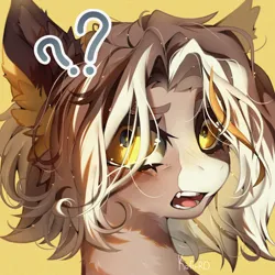 Size: 2500x2500 | Tagged: safe, artist:kefirro7, derpibooru import, oc, unofficial characters only, pony, cheek fluff, digital art, ear fluff, fangs, icon, image, misunderstanding, open mouth, png, simple background, yellow eyes