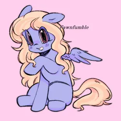 Size: 700x700 | Tagged: safe, artist:fawnfumble, derpibooru import, oc, unofficial characters only, pegasus, pony, female, image, mare, pink background, png, simple background, smiling, solo