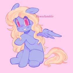 Size: 700x700 | Tagged: safe, artist:fawnfumble, derpibooru import, oc, unofficial characters only, pegasus, pony, female, image, mare, pink background, png, simple background, smiling, solo