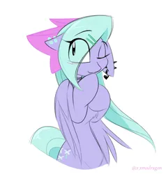Size: 1454x1530 | Tagged: safe, artist:madragon, derpibooru import, flitter, pegasus, pony, blushing, bow, ear piercing, female, g4, hair bow, hairpin, image, one eye closed, piercing, png, simple background, solo, white background