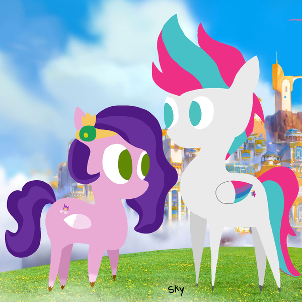 Size: 1280x1280 | Tagged: safe, artist:skycandy, derpibooru import, pipp, pipp petals, zipp storm, pegasus, pony, g5, female, height difference, image, pipp is short, png, pointy ponies, royal sisters (g5), siblings, sisters, unshorn fetlocks, zephyr heights