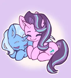 Size: 1674x1854 | Tagged: safe, artist:vwenties, derpibooru import, starlight glimmer, trixie, pony, unicorn, duo, duo female, eyes closed, female, g4, horn, image, jpeg, lesbian, mare, shipping, startrix