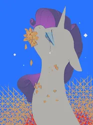 Size: 1250x1667 | Tagged: semi-grimdark, artist:piesinful, derpibooru import, rarity, pony, unicorn, bust, crying, female, floppy ears, flower, hanahaki disease, horn, image, jpeg, mare, profile, solo