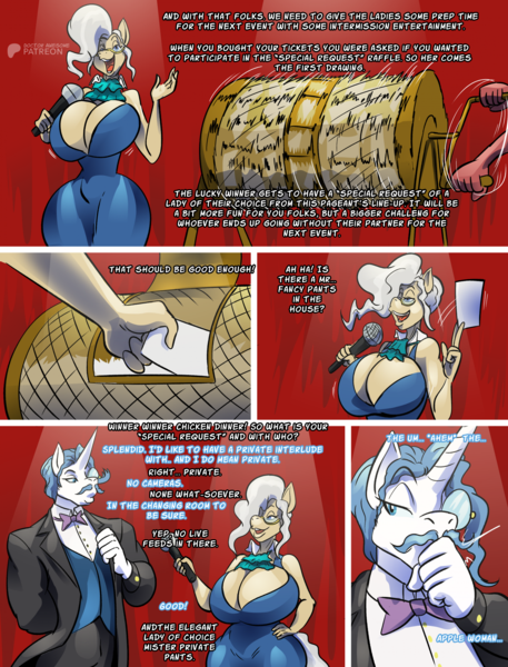 Size: 1676x2199 | Tagged: suggestive, artist:thebigbadwolf01, derpibooru import, fancypants, mayor mare, anthro, comic:pageantry, big breasts, breasts, huge breasts, image, impossibly large breasts, png