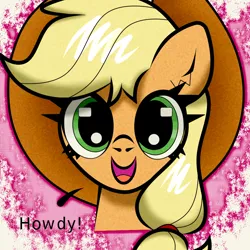 Size: 1000x1000 | Tagged: safe, artist:scandianon, derpibooru import, applejack, earth pony, pony, bust, female, howdy, image, looking at you, mare, png, talking, talking to viewer