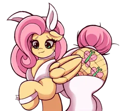 Size: 2048x1875 | Tagged: safe, alternate version, artist:artmorheart, derpibooru import, edit, edited screencap, screencap, fluttershy, pegasus, pony, adorasexy, alternate hairstyle, background removed, bunny ears, bunny girl, bunny suit, butt, choker, chokershy, clothes, cuffs (clothes), cute, fishnet clothing, fishnets, flutterbunny, flutterbutt, g4, image, large butt, not a vector, png, puffed chest, raised hoof, sexy, simple background, smiling, socks, solo, stockings, sweat, sweatdrop, tail, tail bun, thigh highs, transparent background, wide hips, wings