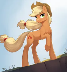 Size: 2172x2336 | Tagged: safe, artist:sierraex, derpibooru import, applejack, earth pony, pony, female, high res, image, looking at you, mare, png, raised hoof, solo