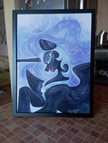 Size: 3012x4000 | Tagged: safe, artist:jsunlight, derpibooru import, nightmare moon, alicorn, pony, craft, image, png, solo, traditional art, watercolor painting