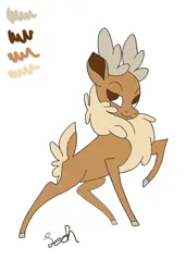 Size: 640x934 | Tagged: safe, artist:speedyakaleah, derpibooru import, velvet reindeer, deer, eevee, reindeer, them's fightin' herds, community related, female, image, jpeg, palette swap, pokémon, recolor, simple background, solo, white background