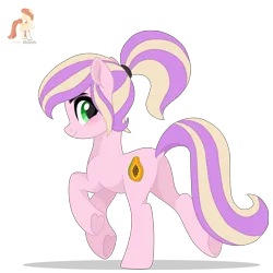 Size: 3000x3000 | Tagged: safe, artist:r4hucksake, derpibooru import, oc, oc:papaya whip, unofficial characters only, earth pony, pony, base used, blushing, butt, cute, dock, featureless crotch, female, green eyes, image, mare, ocbetes, plot, png, ponytail, simple background, smiling, solo, tail, transparent background