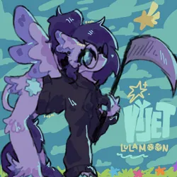 Size: 2048x2048 | Tagged: safe, artist:starrstrawberryy, derpibooru import, oc, oc:vylet, unofficial characters only, pegasus, pony, clothes, g4, hoodie, image, pegasus oc, png, scythe, wings