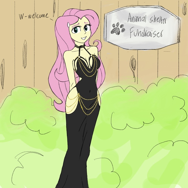 Size: 2048x2048 | Tagged: suggestive, artist:stammis, derpibooru import, fluttershy, human, equestria girls, clothes, dress, female, fishtail dress meme, g4, image, jpeg, meme, solo, solo female