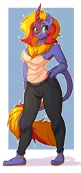 Size: 1840x3888 | Tagged: safe, artist:witchtaunter, derpibooru import, anthro, kirin, clothes, commission, female, fluffy, hand of hip, image, png, smiling