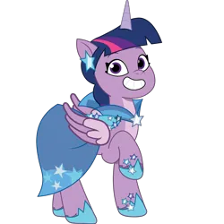 Size: 1800x1800 | Tagged: safe, artist:prixy05, derpibooru import, edit, vector edit, twilight sparkle, twilight sparkle (alicorn), alicorn, pony, g5, my little pony: tell your tale, clothes, dress, g4, g4 to g5, gala dress, generation leap, image, looking at you, png, simple background, smiling, smiling at you, solo, transparent background, vector