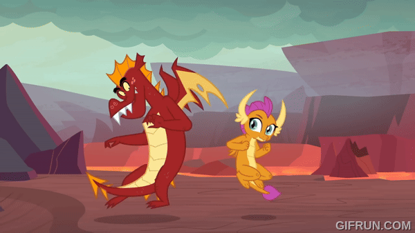 Size: 600x338 | Tagged: safe, derpibooru import, screencap, garble, smolder, dragon, season 9, sweet and smoky, spoiler:s09, animated, brother and sister, dragoness, female, g4, gif, gifrun.com, image, incest, male, ship:smolble, shipping, siblings, straight