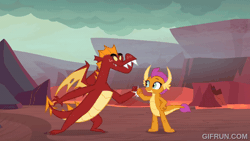 Size: 600x338 | Tagged: safe, derpibooru import, screencap, garble, smolder, dragon, season 9, sweet and smoky, spoiler:s09, brother and sister, dragoness, female, g4, gif, image, incest, male, ship:smolble, shipping, siblings, straight