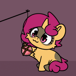 Size: 600x600 | Tagged: safe, artist:sugar morning, derpibooru import, oc, oc:mystery brew, unicorn, animated, behaving like a cat, cat toy, commission, gif, horn, image, potion, solo, ych result