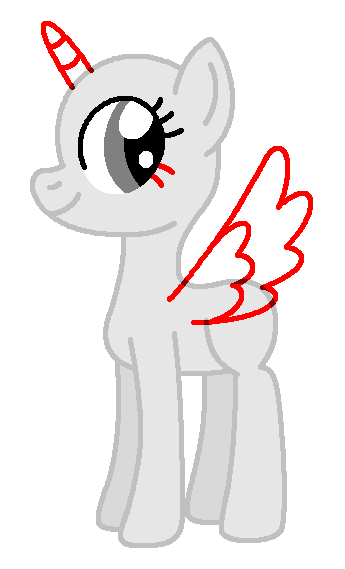 Size: 345x569 | Tagged: safe, artist:maddiewondermanforever36, oc, unofficial characters only, alicorn, pony, alicorn oc, bald, base, female, g4, horn, image, mare, ms paint, png, simple background, smiling, solo, white background, wings
