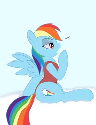 Size: 2550x3300 | Tagged: safe, artist:mare_enjoyer, derpibooru import, rainbow dash, pegasus, pony, clothes, cloud, female, image, mare, one-piece swimsuit, png, sitting, solo, swimsuit, yawn
