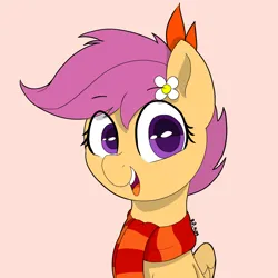 Size: 1378x1378 | Tagged: safe, artist:riverdawn404, derpibooru import, scootaloo, pegasus, pony, clothes, female, image, png, scarf, solo