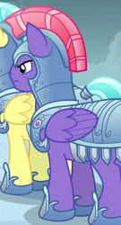 Size: 344x639 | Tagged: safe, derpibooru import, crystal pony, pegasus, pony, the times they are a changeling, armor, crystal guard armor, crystal pegasus, g4, image, male, offscreen character, png, radiant gold, royal guard, ruby armor, solo, stallion